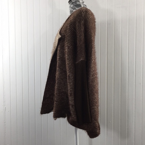 Simply Noelle Brown Tan Striped Cardigan Womens XXL Open Drape‎ Front Eyelash - Picture 5 of 11
